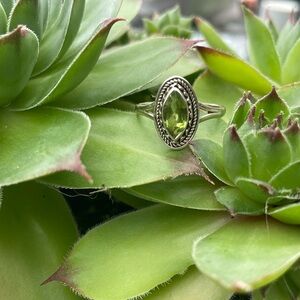 Faceted Peridot in Sterling Silver Ring, size 9